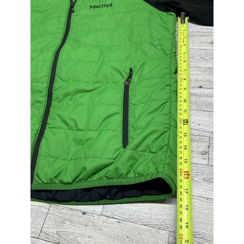 Marmot Mens‎ Jacket Size MEDIUM Green Black Full Zip Light Puffer Preppy Outdoor
